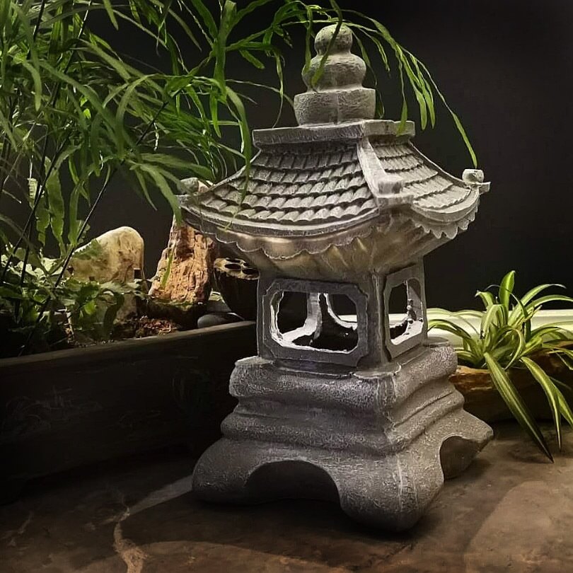 Japanese Zen Stone Pagoda LED Outdoor Garden 1-Light