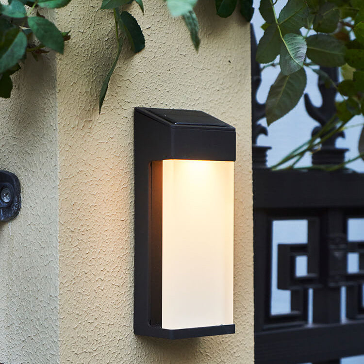 Modern Square Frosted Glass Solar LED Wall Sconce