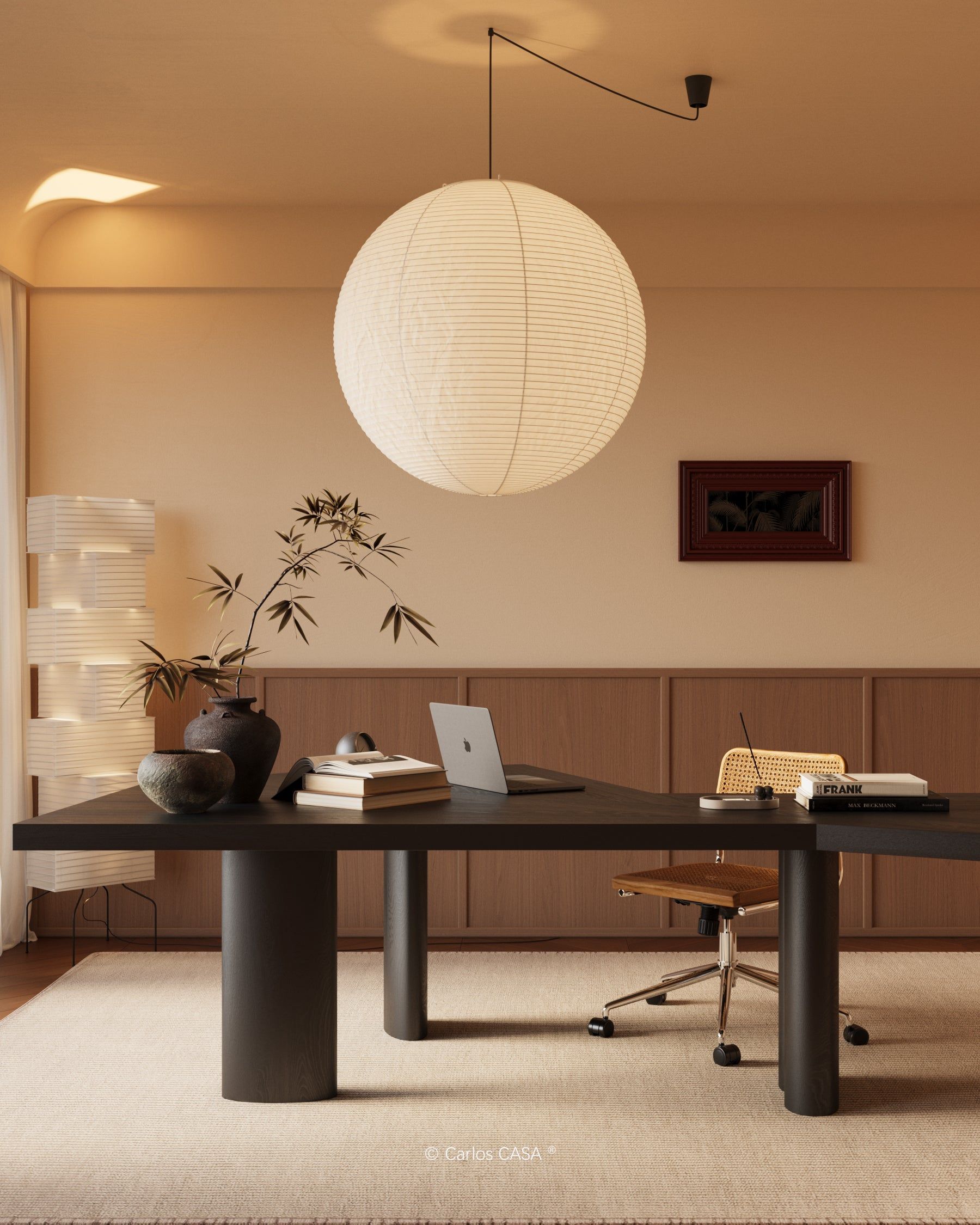 Japanese Washi Paper Globe Pendant Light 1-Light