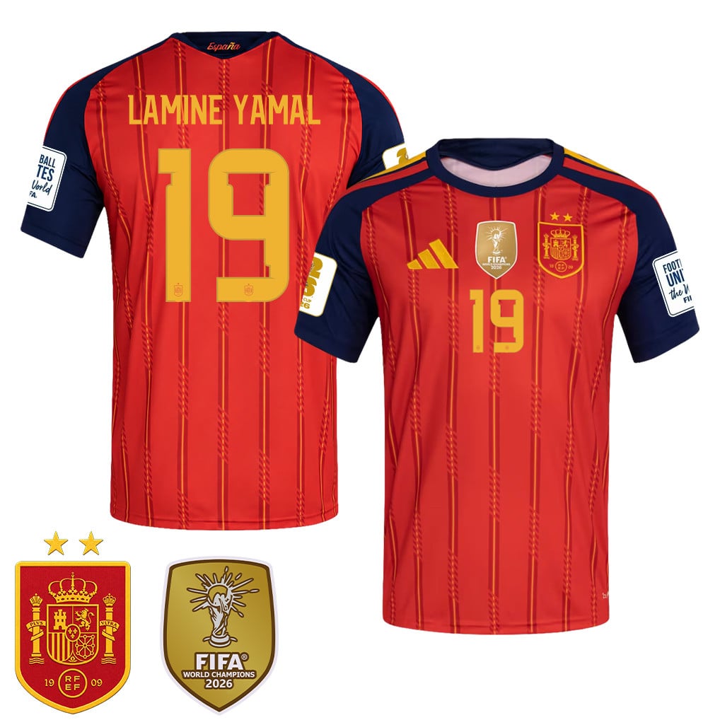 Spain 2026 Two-Star World Cup Champions Men's Home Jersey – Lamine Yamal #19
