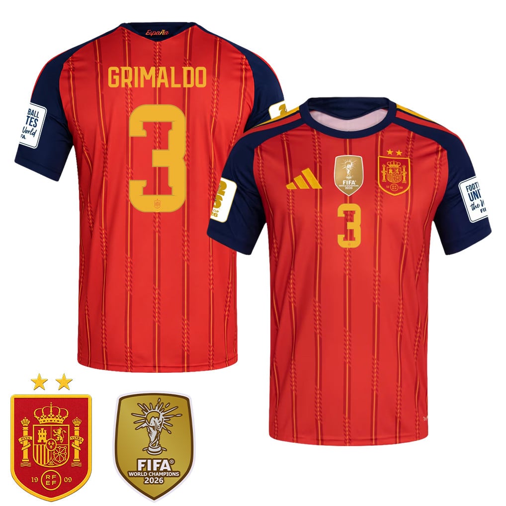 Spain 2026 Two-Star World Cup Champions Men's Home Jersey – Álex Grimaldo #3
