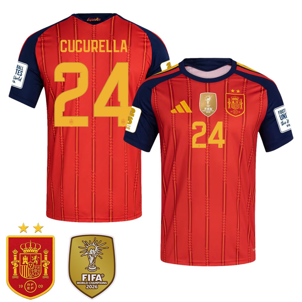 Spain 2026 Two-Star World Cup Champions Men's Home Jersey – Marc Cucurella #24
