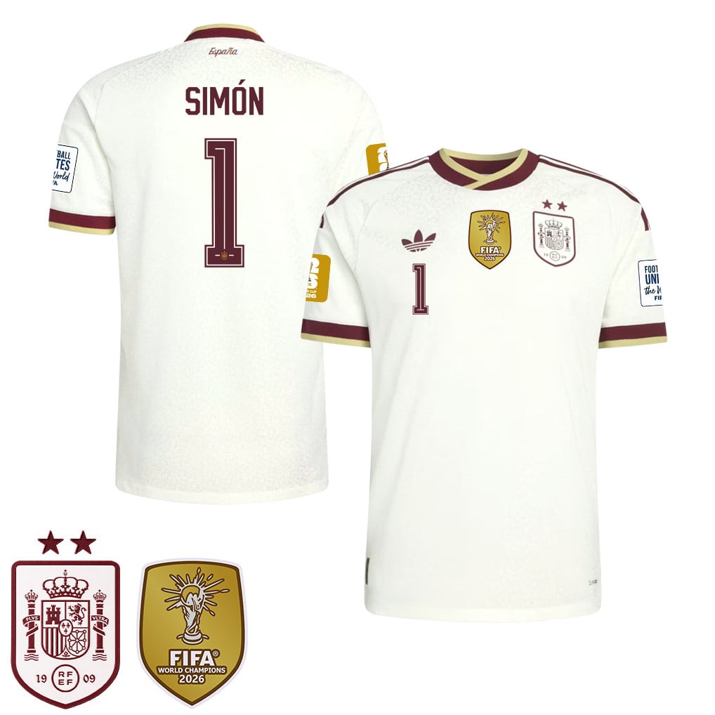 Spain 2026 Two-Star World Cup Champions Men's Away Jersey – Unai Simón #1