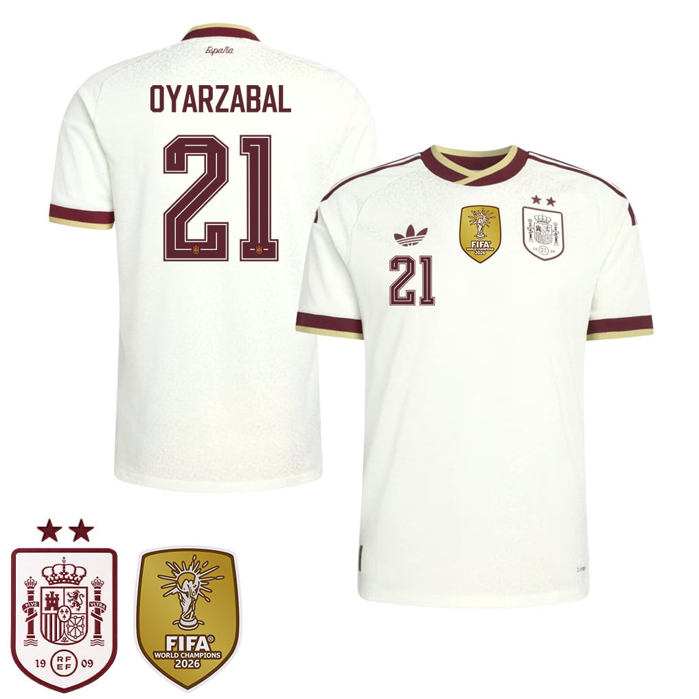 Spain 2026 Two-Star World Cup Champions Men's Away Jersey – Mikel Oyarzabal #21