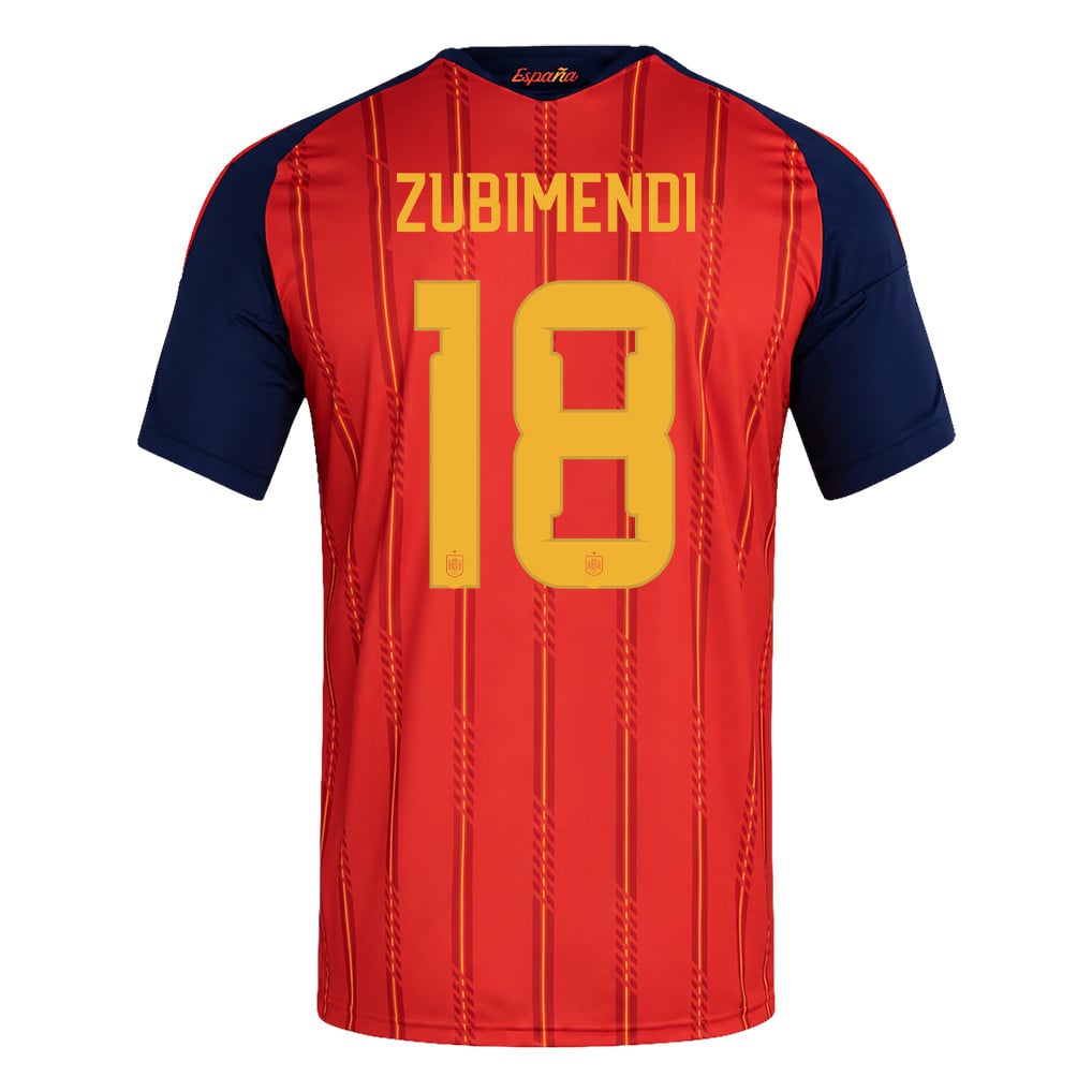 Spain 2026 Two-Star World Cup Champions Kids Home Jersey – Martín Zubimendi #18