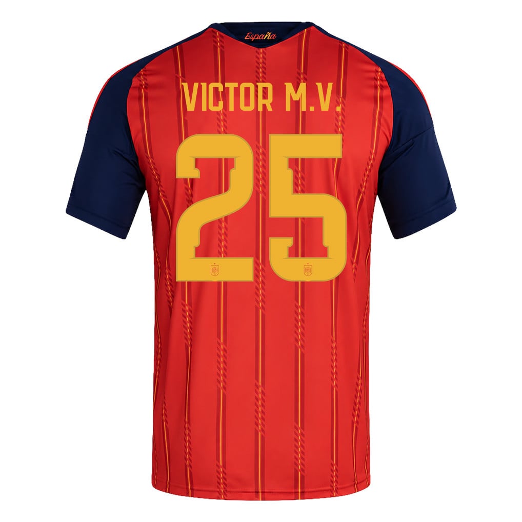 Spain 2026 Two-Star World Cup Champions Kids Home Jersey – Víctor Muñoz #25