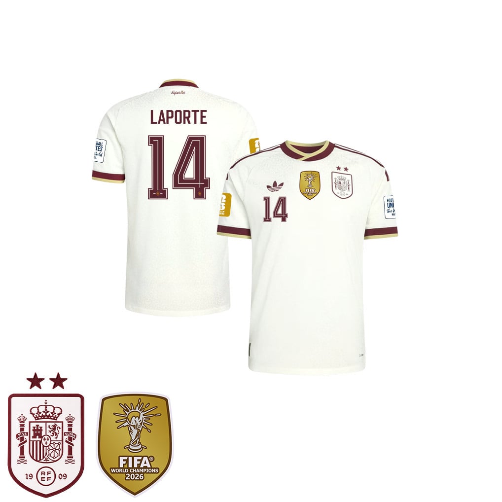 Spain 2026 Two-Star World Cup Champions Kids Away Jersey – Aymeric Laporte #14