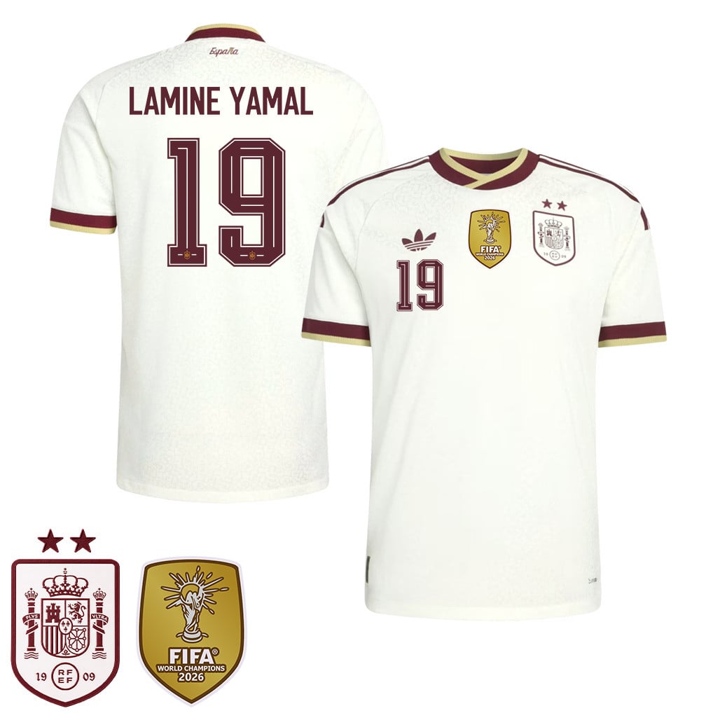 Spain 2026 Two-Star World Cup Champions Kids Away Jersey – Lamine Yamal #19