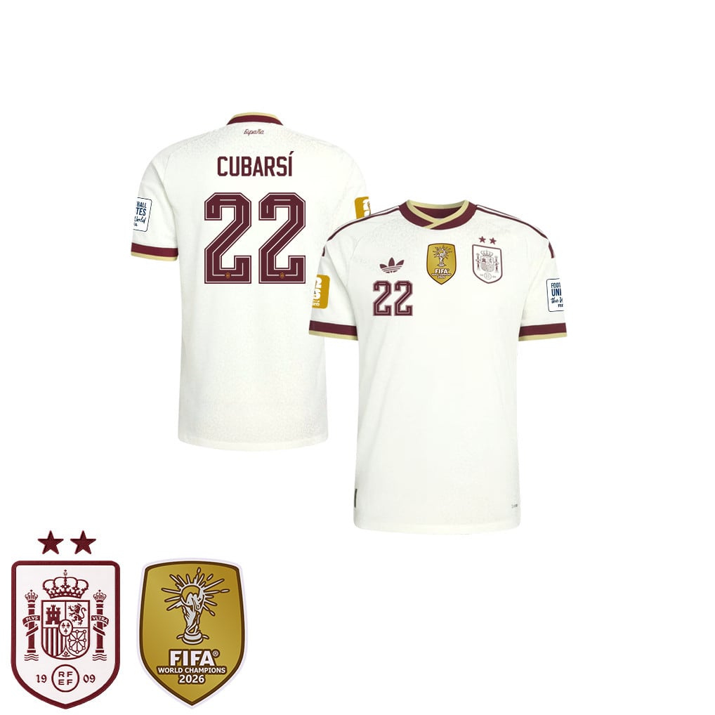 Spain 2026 Two-Star World Cup Champions Kids Away Jersey – Pau Cubarsí #22