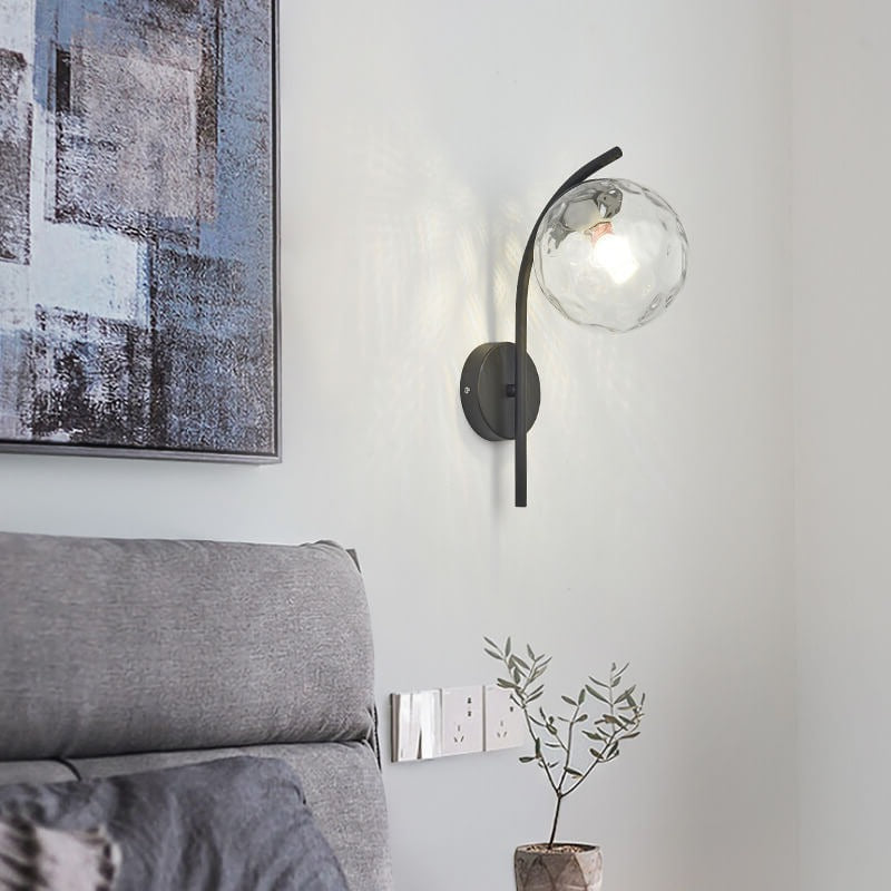 Nordic Glass Globe Arc Wall Sconce 1-Light
