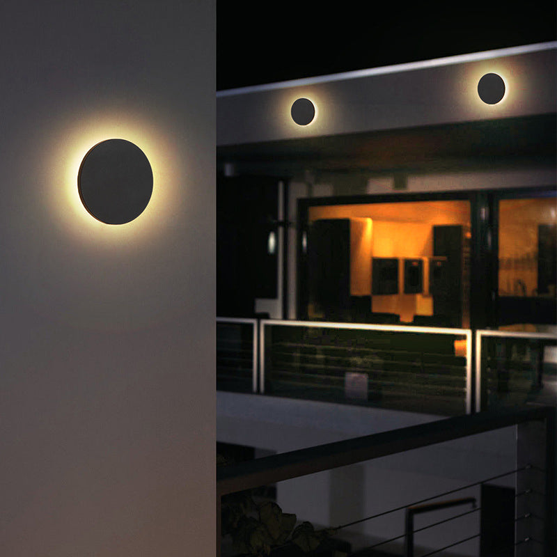 Modern Minimalist Round LED Wall Sconce IP65 Outdoor 1-Light