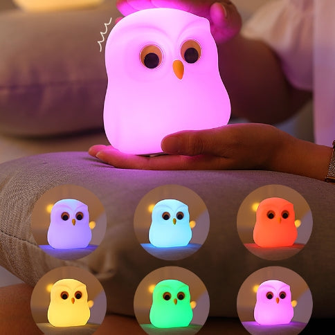 Lampada notturna LED civetta piccola in silicone morbido - Regalo perfetto per bambini e ragazze