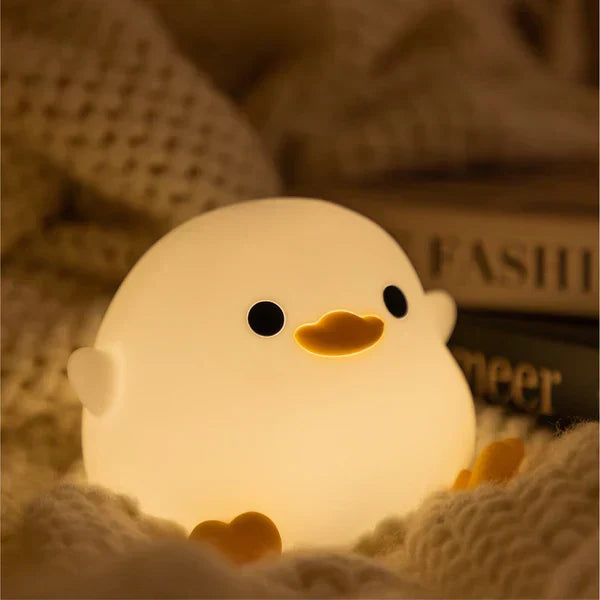 Lampada notturna LED anatra fiore kawaii in silicone morbido - Regalo ricaricabile USB lampada anatra