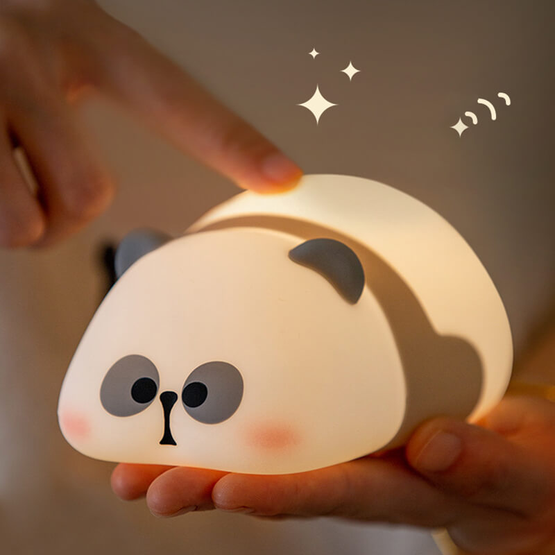 Lámpara nocturna LED de panda acostado squishy para regalo, lámpara de panda recargable por USB