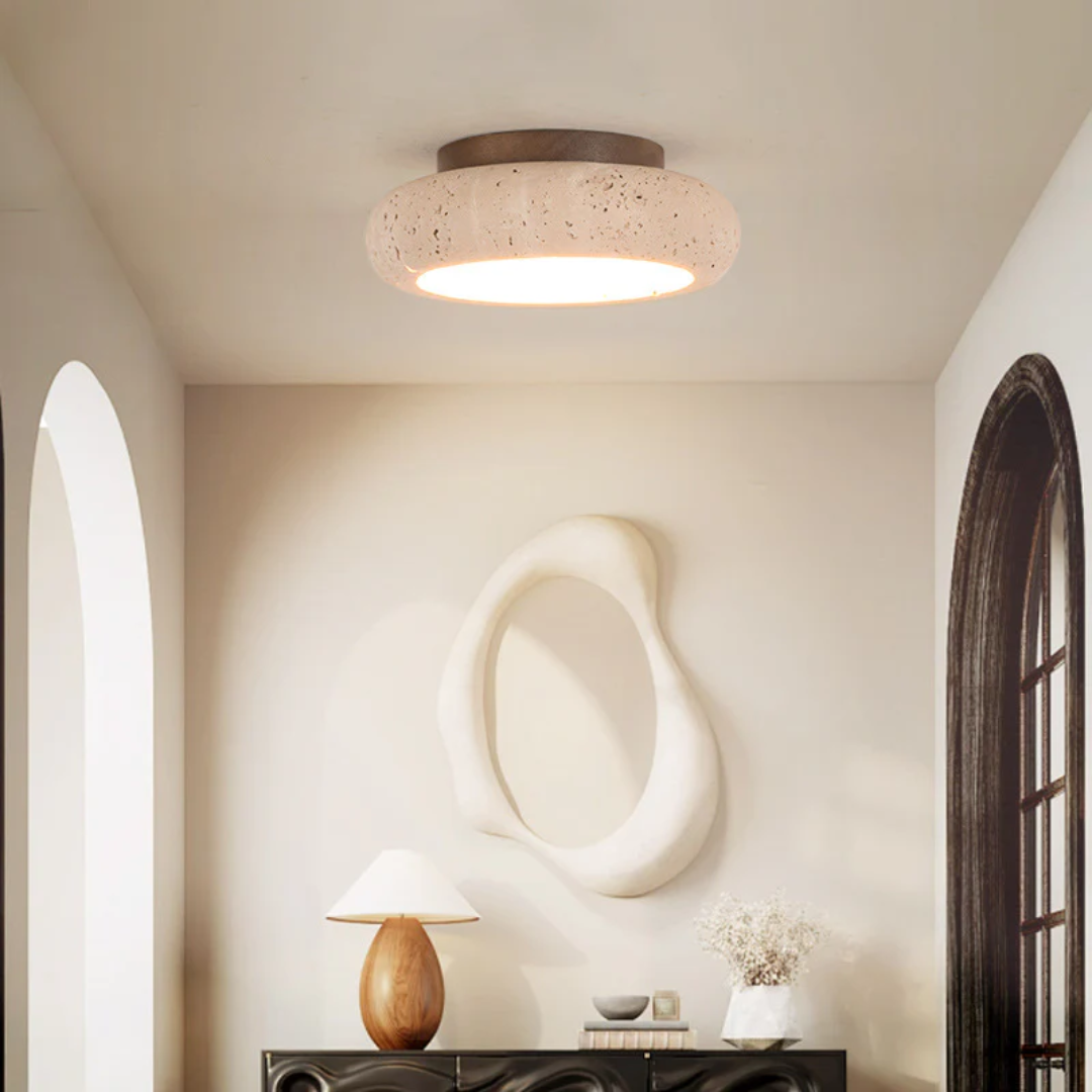 Retro Travertine Wood Ceiling Light 1-Light