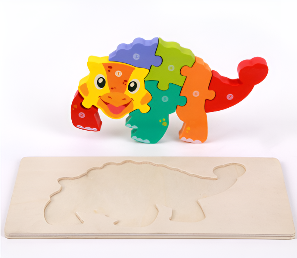 Puzzle 3D di dinosauro in legno Montessori