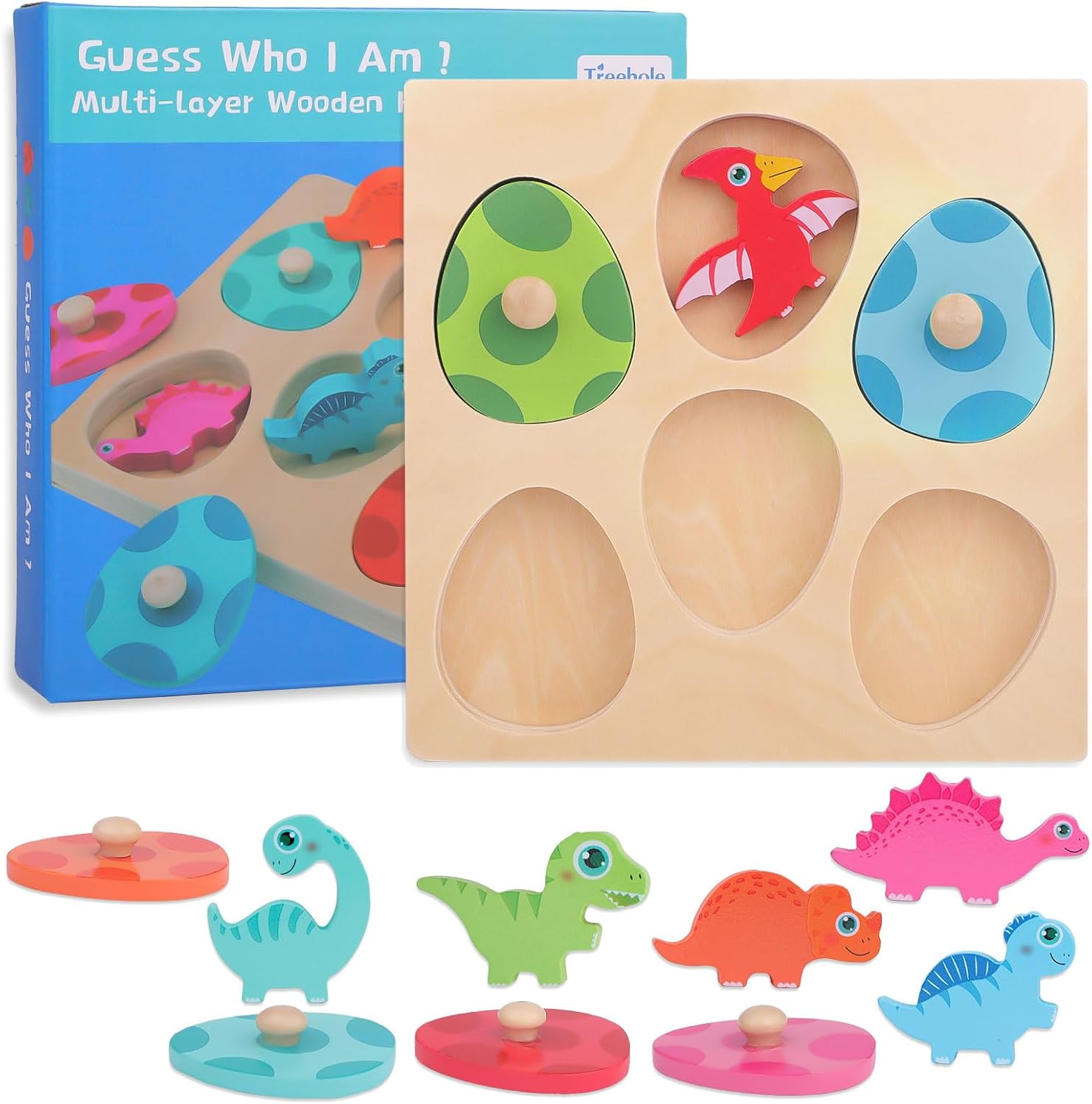 Puzzle di dinosauro con abbinamento uova Montessori