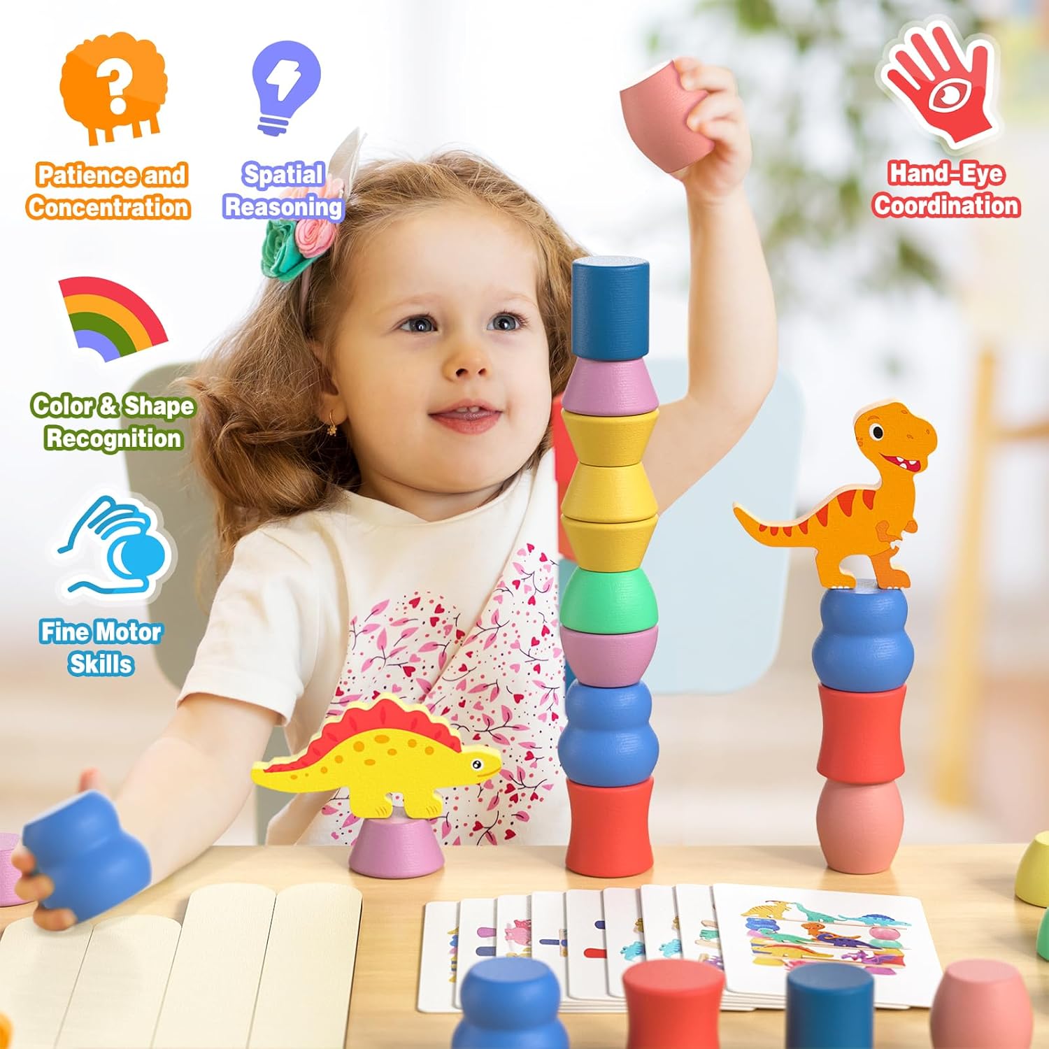 Delizioso Giocattolo Montessori di Ordinamento Dinosauri per Bambini