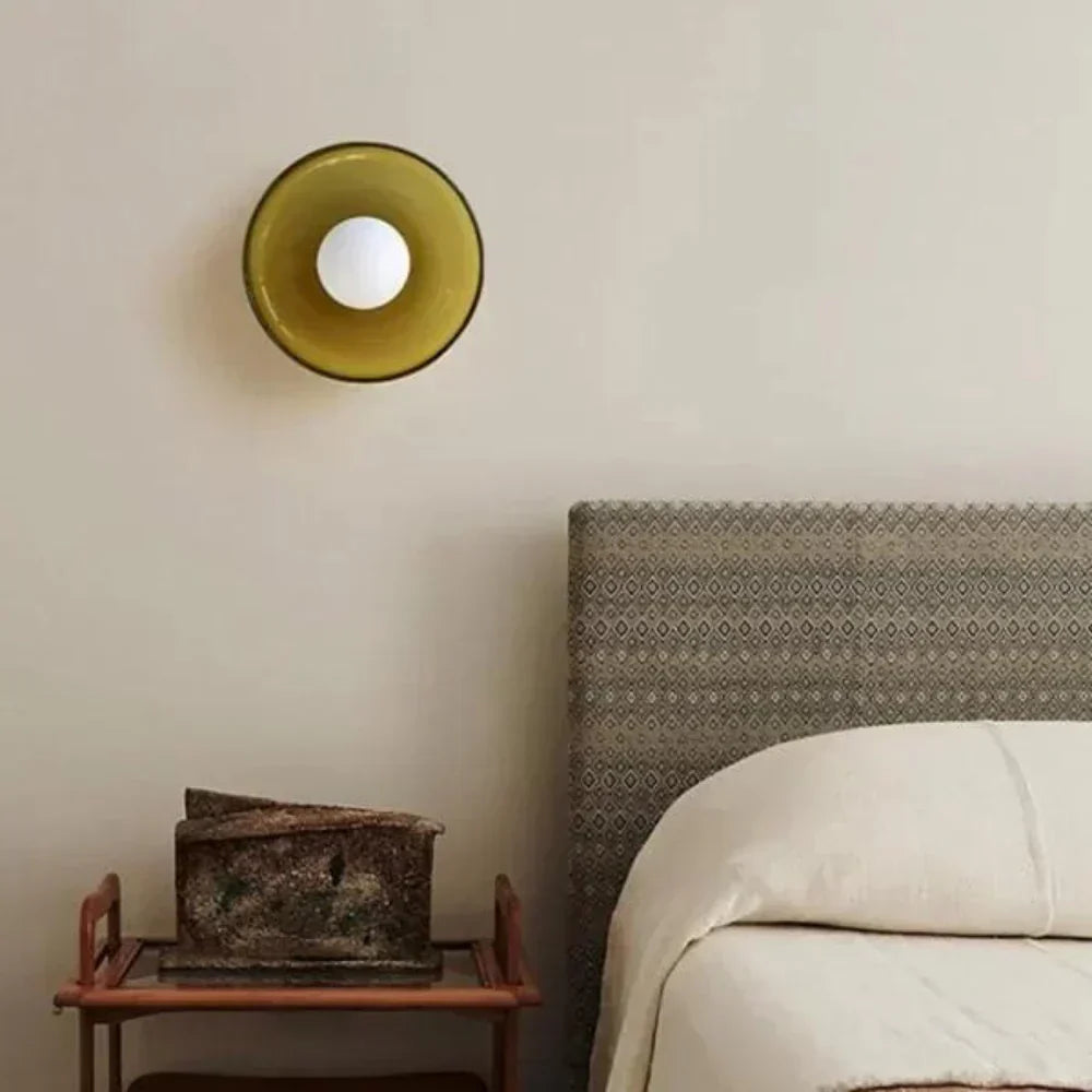 Nordic Glass Olive Disc Wall & Ceiling Light LED 1-light