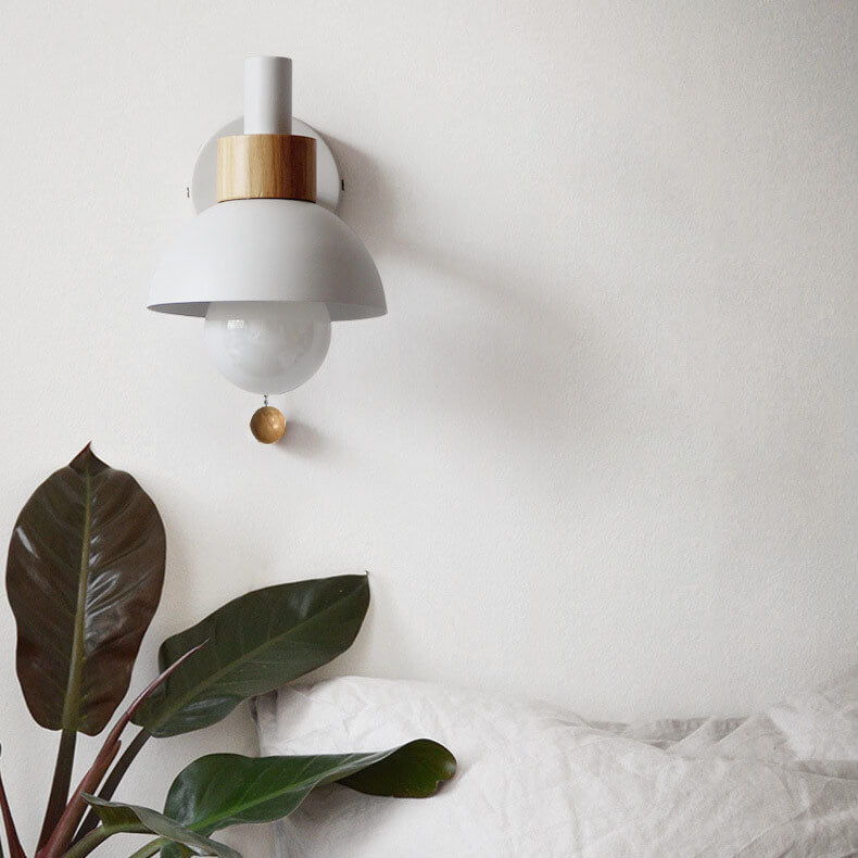 Nordic Wood & Metal Globe Wall Sconce LED 1-light