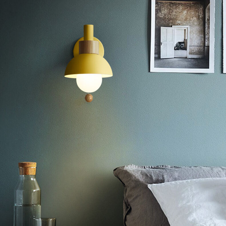 Nordic Wood & Metal Globe Wall Sconce LED 1-light