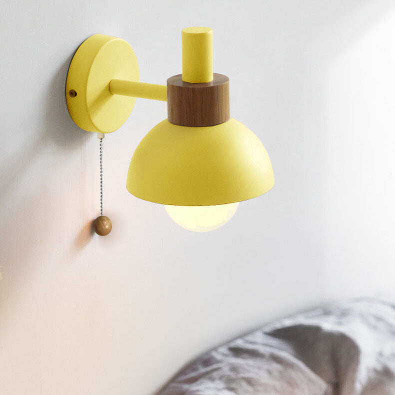 Nordic Wood & Metal Globe Wall Sconce LED 1-light
