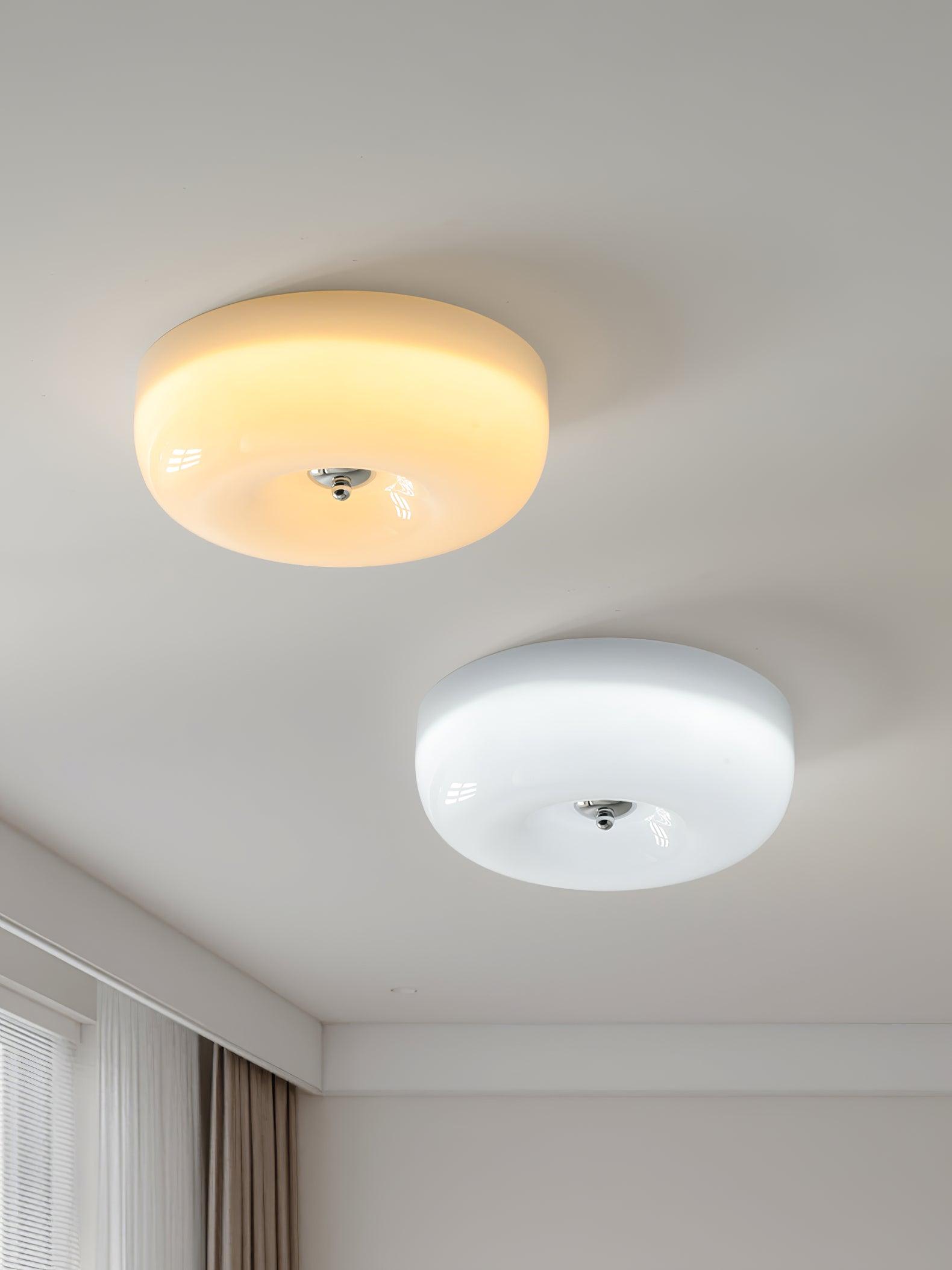 Modern Cream Donut Glass Flush Mount Ceiling Light 1-Light