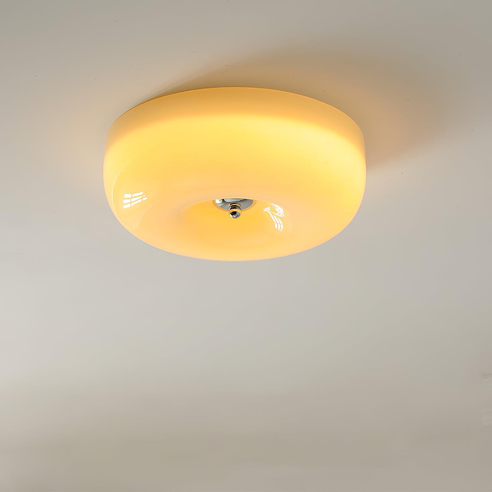 Modern Cream Donut Glass Flush Mount Ceiling Light 1-Light
