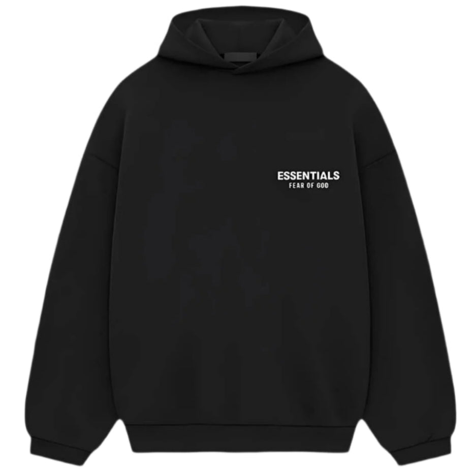 FEAR OF GOD ESSENTIALS Logo Over The Head Hoodie SS25 Black