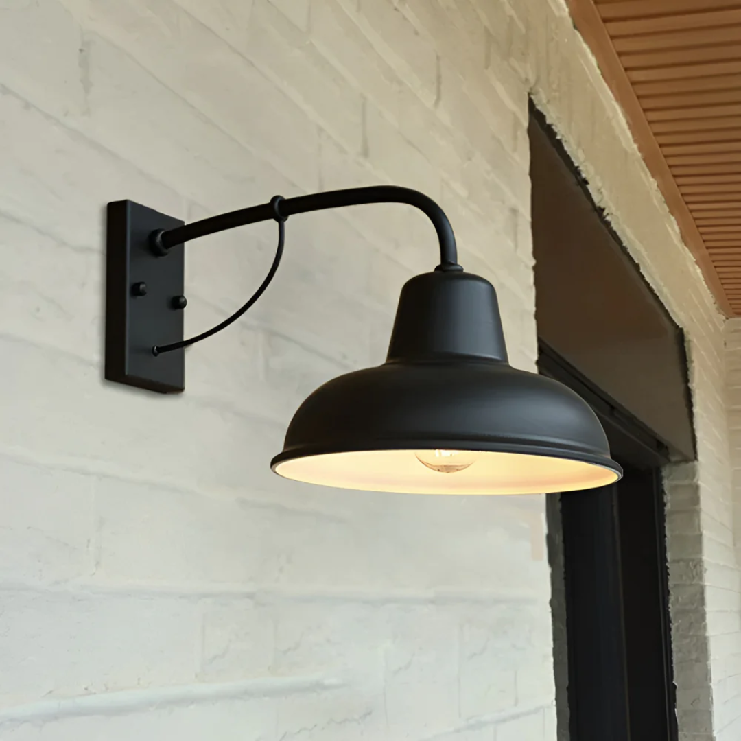 Lampada da parete industriale da esterno - Illuminazione esterna in ferro nero vintage per patii e giardini