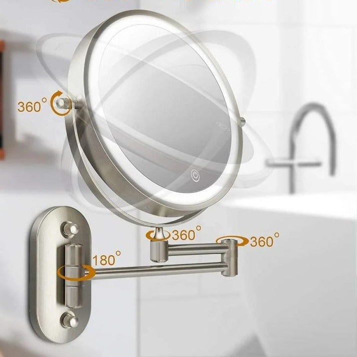 Modern Glass Round LED Illuminated Mirror 1-Light