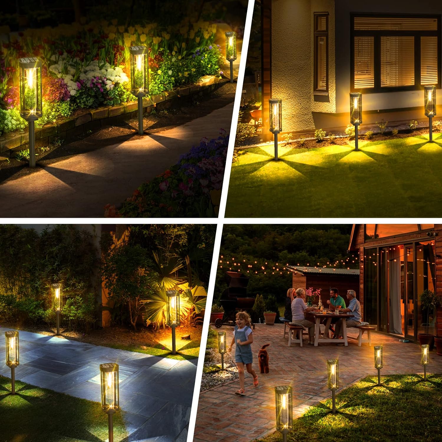 Modern Rectangular Solar Garden Lantern 1-Light