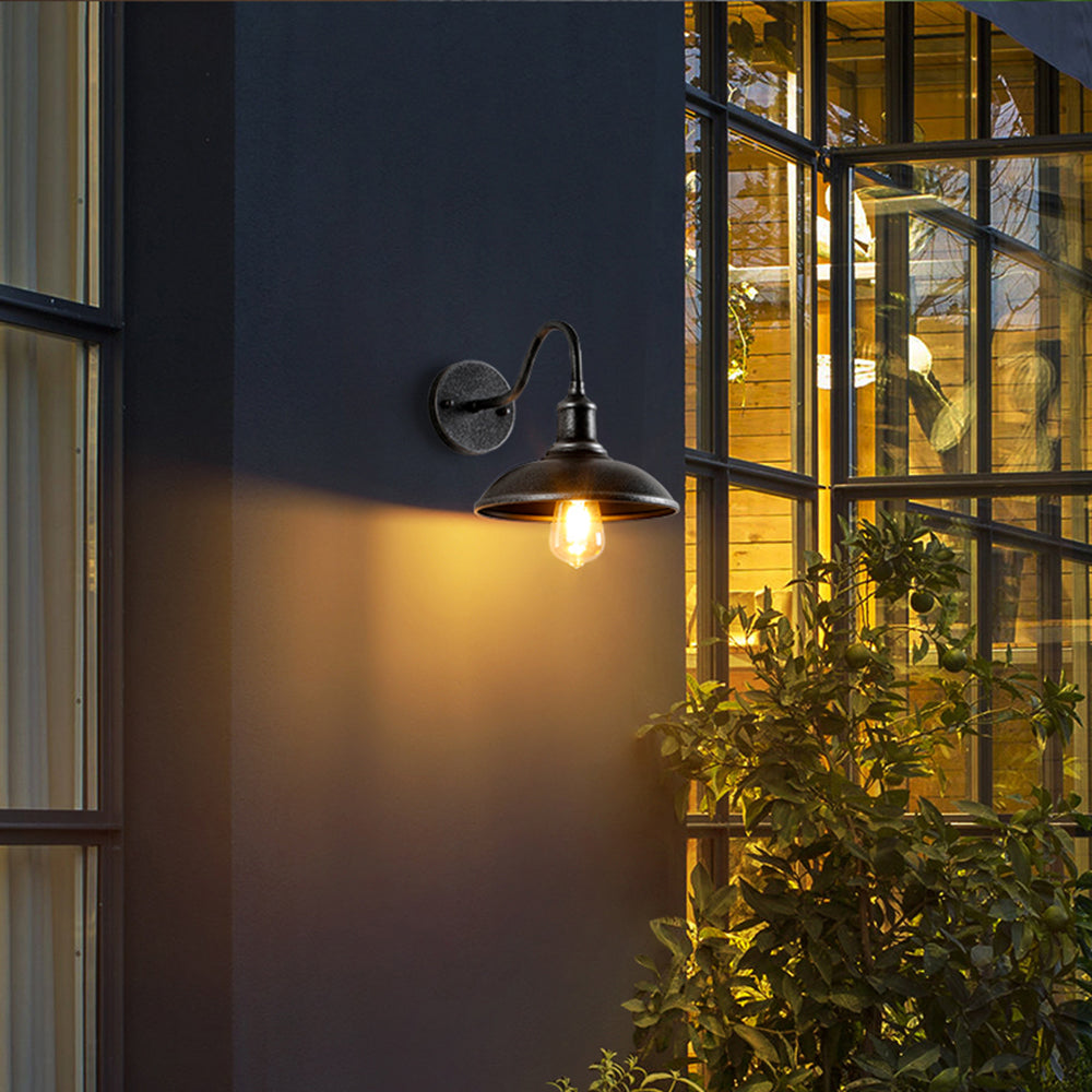 Vintage Industrial Iron Bowl Outdoor Wall Light LED 1-Light
