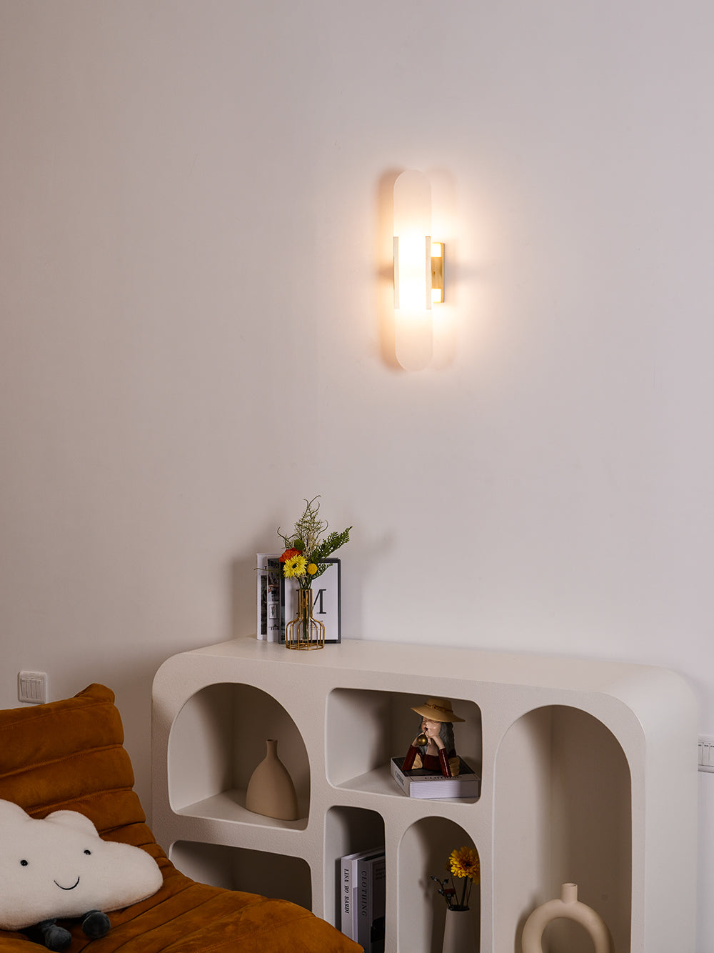 Modern Alabaster Elongated Marble LED Wall Sconce 2-Light