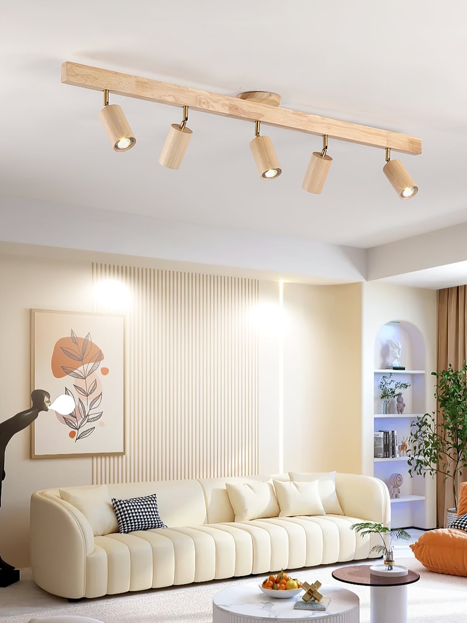 Japanese Wooden Adjustable LED Spotlight 1-Light