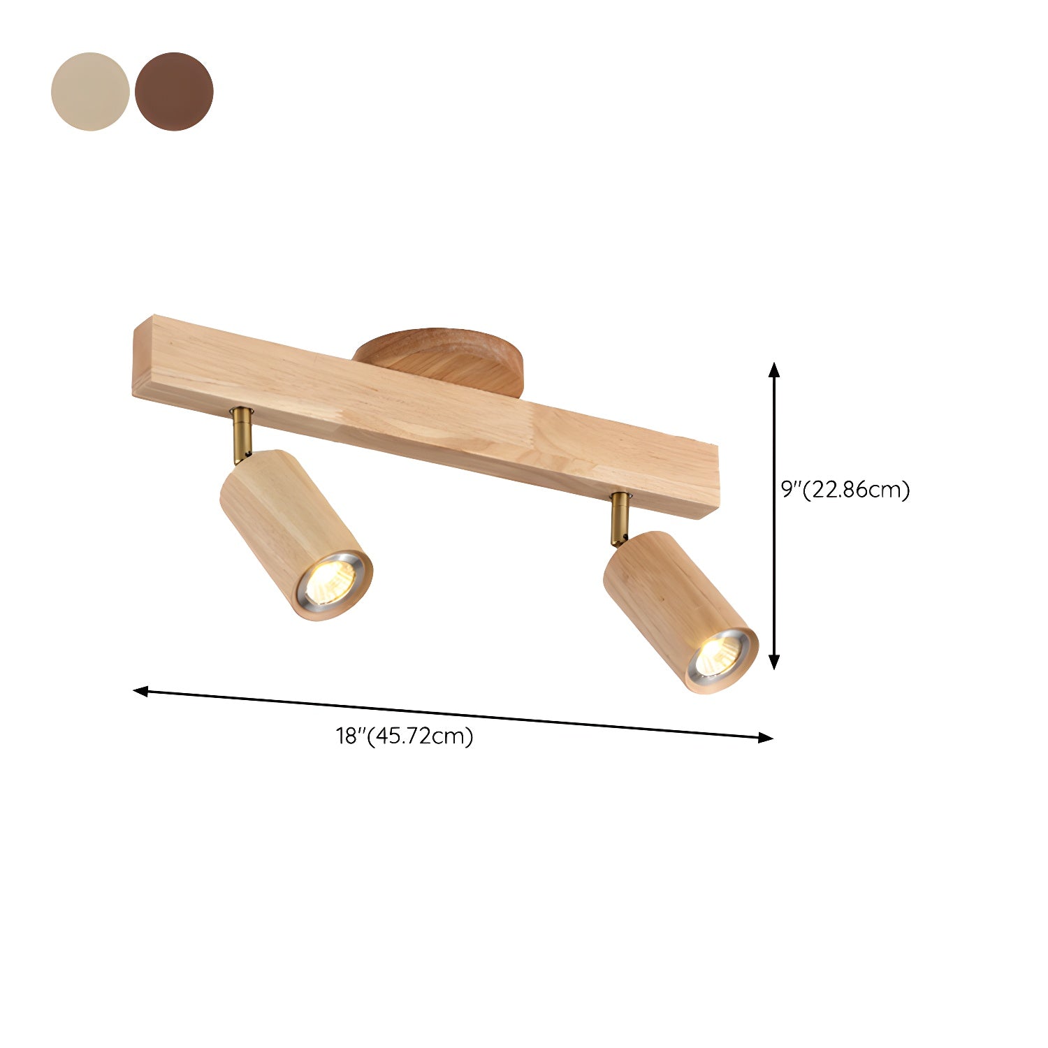 Japanese Wooden Adjustable LED Spotlight 1-Light