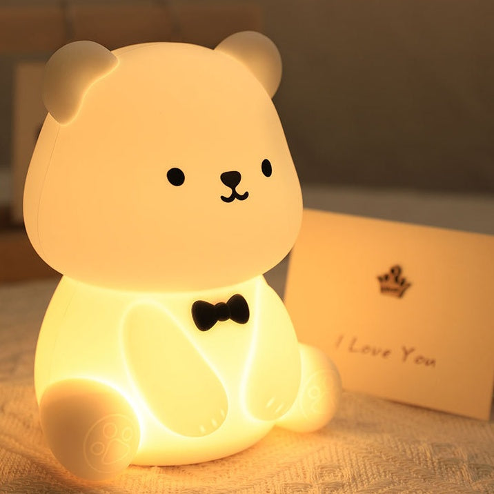 Squishy Silicone Teddy Bear LED Night Light - Perfect Gift for Kids & Girls