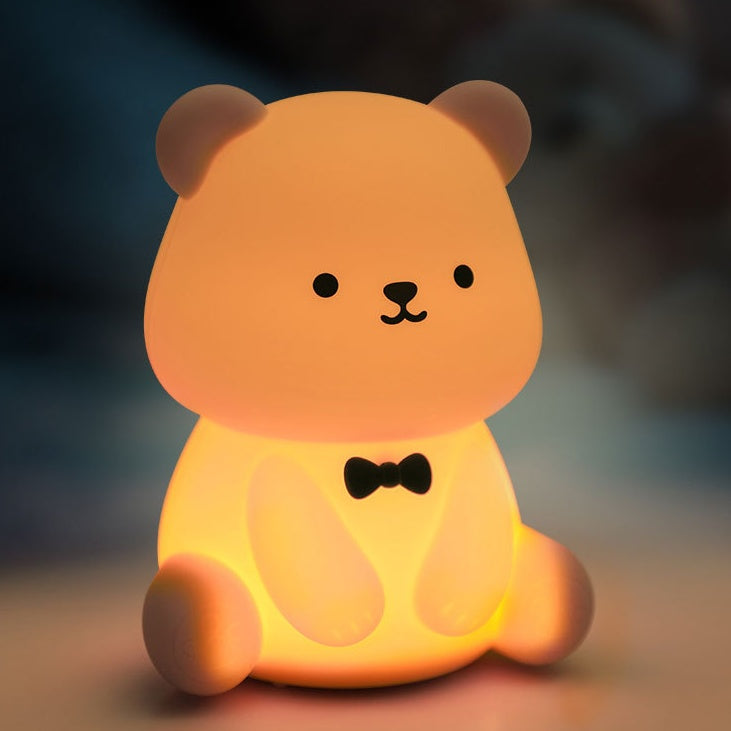 Squishy Silicone Teddy Bear LED Night Light - Perfect Gift for Kids & Girls