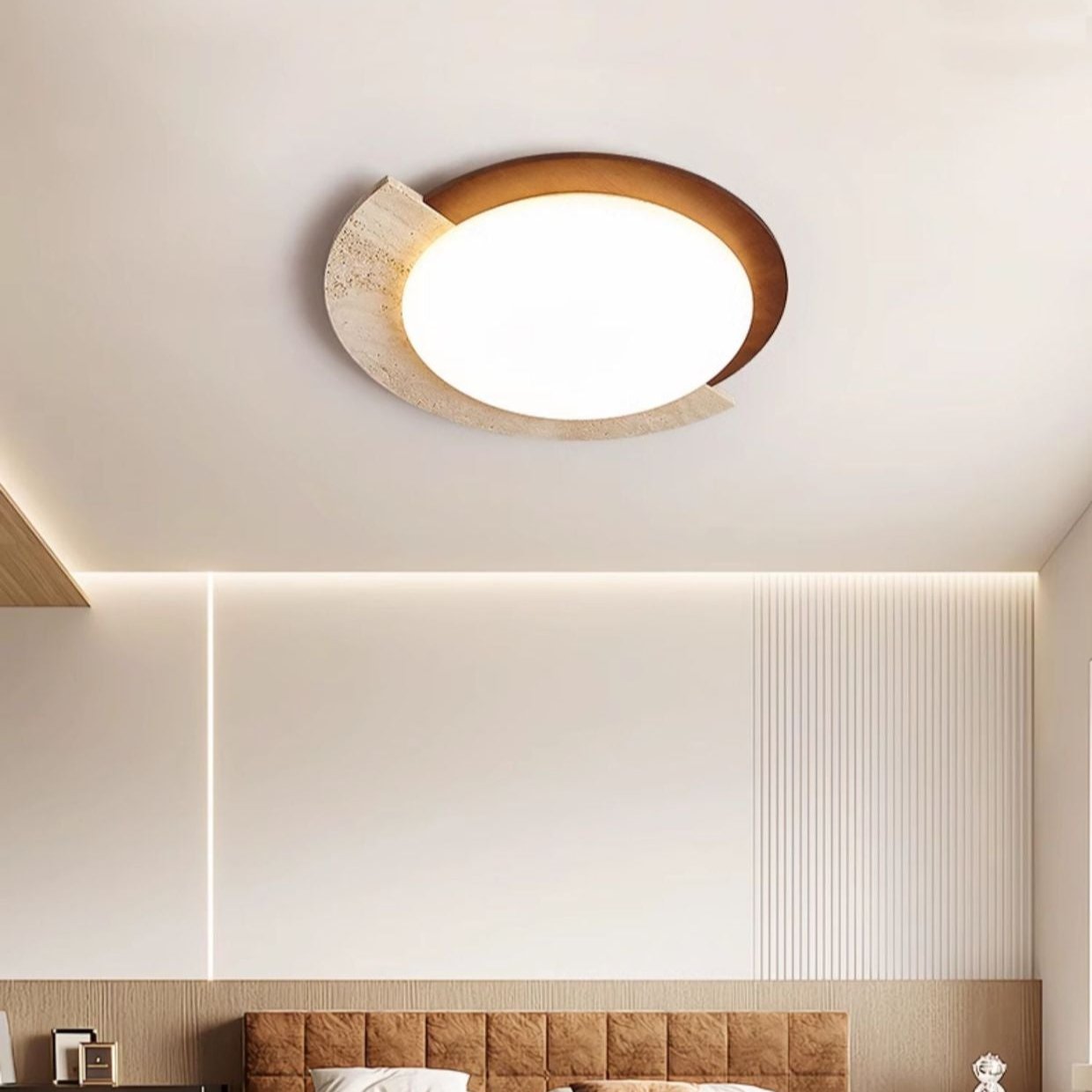 Retro Travertine Geometric Ceiling Light LED 1-Light