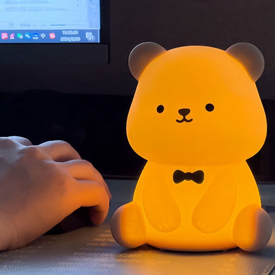 Squishy Silicone Teddy Bear LED Night Light - Perfect Gift for Kids & Girls