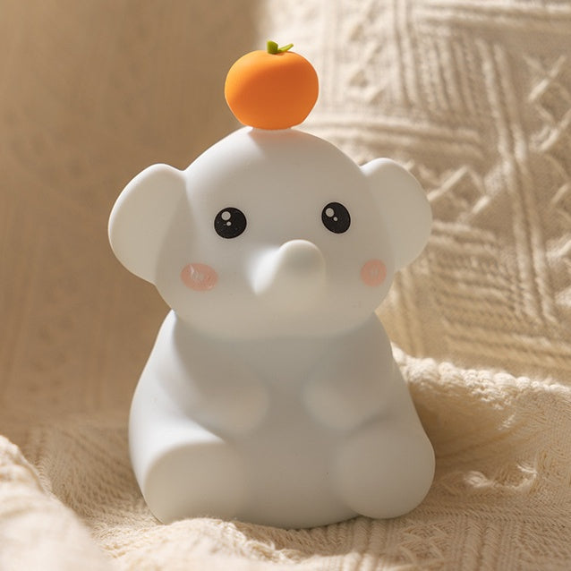 Squishy Silicone Orange Elephant LED Night Light - Perfect Gift for Kids & Girls
