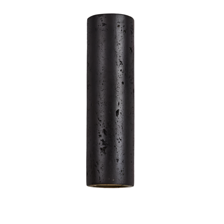 Modern Minimalist Black Travertine Tube Wall Sconce LED 1-Light