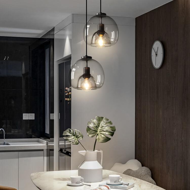 Minimalist Smoked Glass Dome Pendant Light 1-light