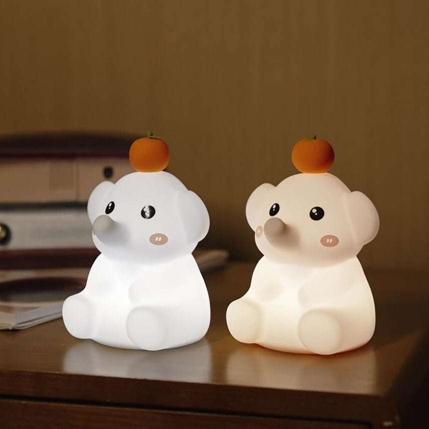 Squishy Siliconen Oranje Olifant LED Nachtlampje - Perfect Cadeau voor Kinderen & Meisjes