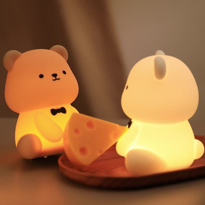 Squishy Silicone Teddy Bear LED Night Light - Perfect Gift for Kids & Girls