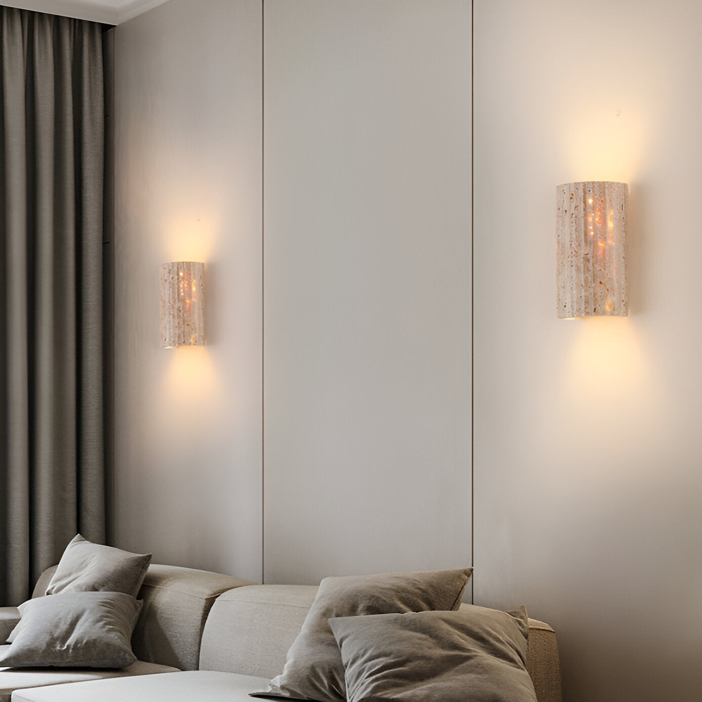 Modern Travertine Stone Cylindrical Outdoor Wall Light LED 1-Light
