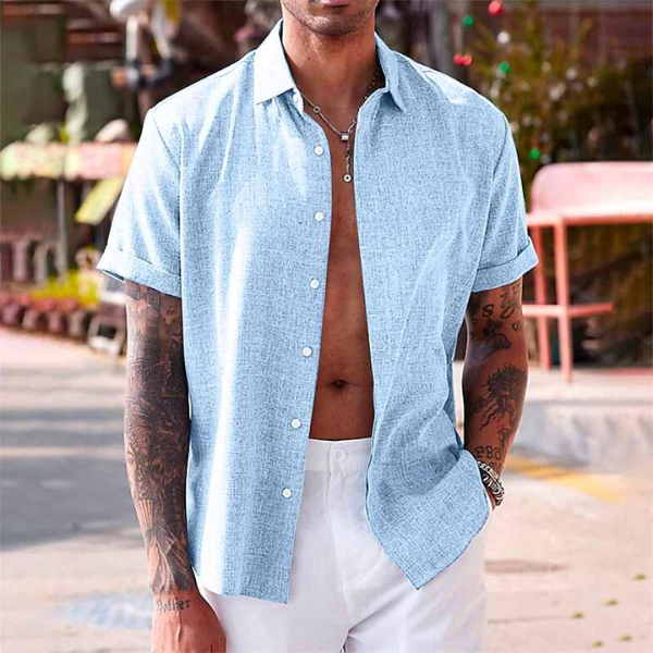 Oliver | short-sleeve shirt in cotton and linen