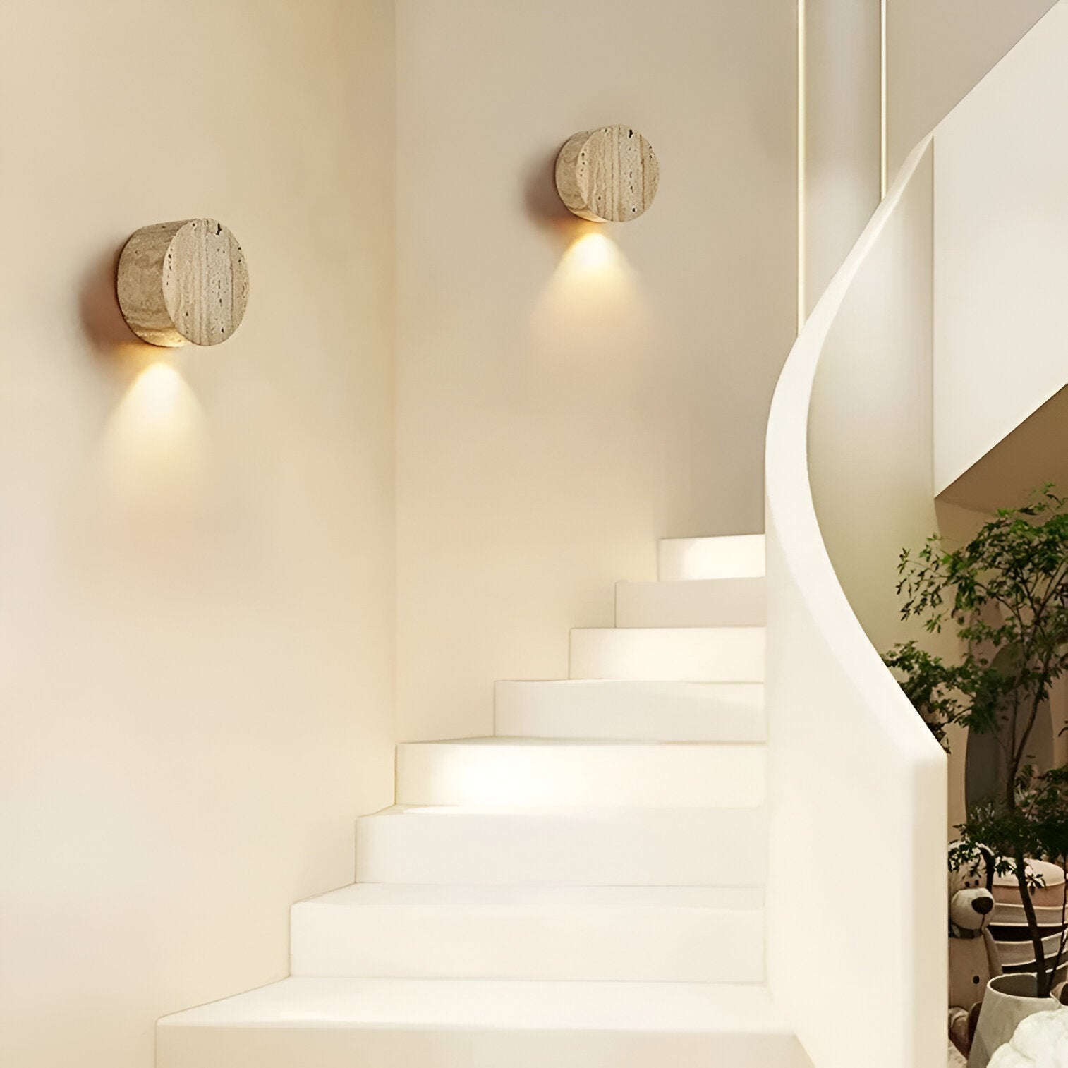 Japanese Wabi-Sabi Travertine Stone Wall Sconce LED 1-Light