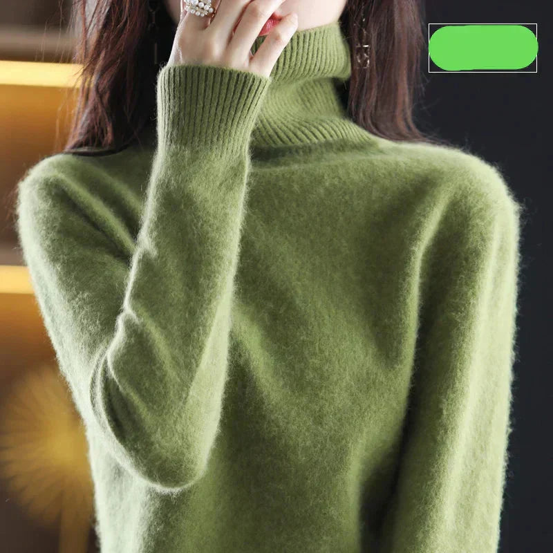 Nyorelle 100% Cashmere High-Neck Sweater for Fall and Winter