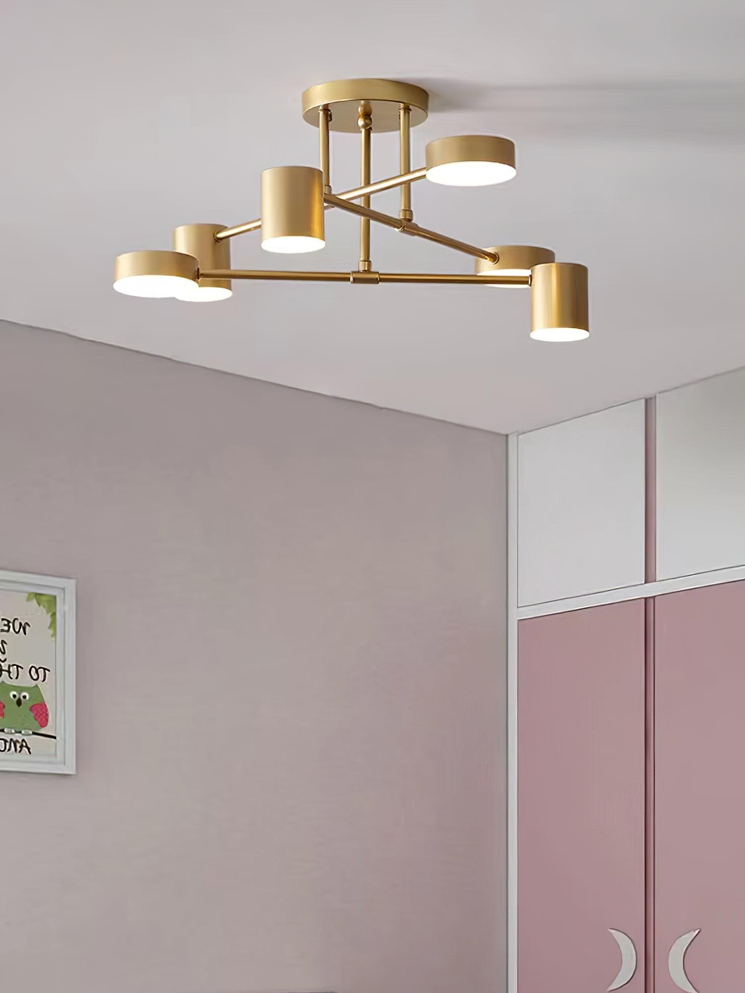 Modern Brass Globe LED Sputnik Ceiling Light 6-Light